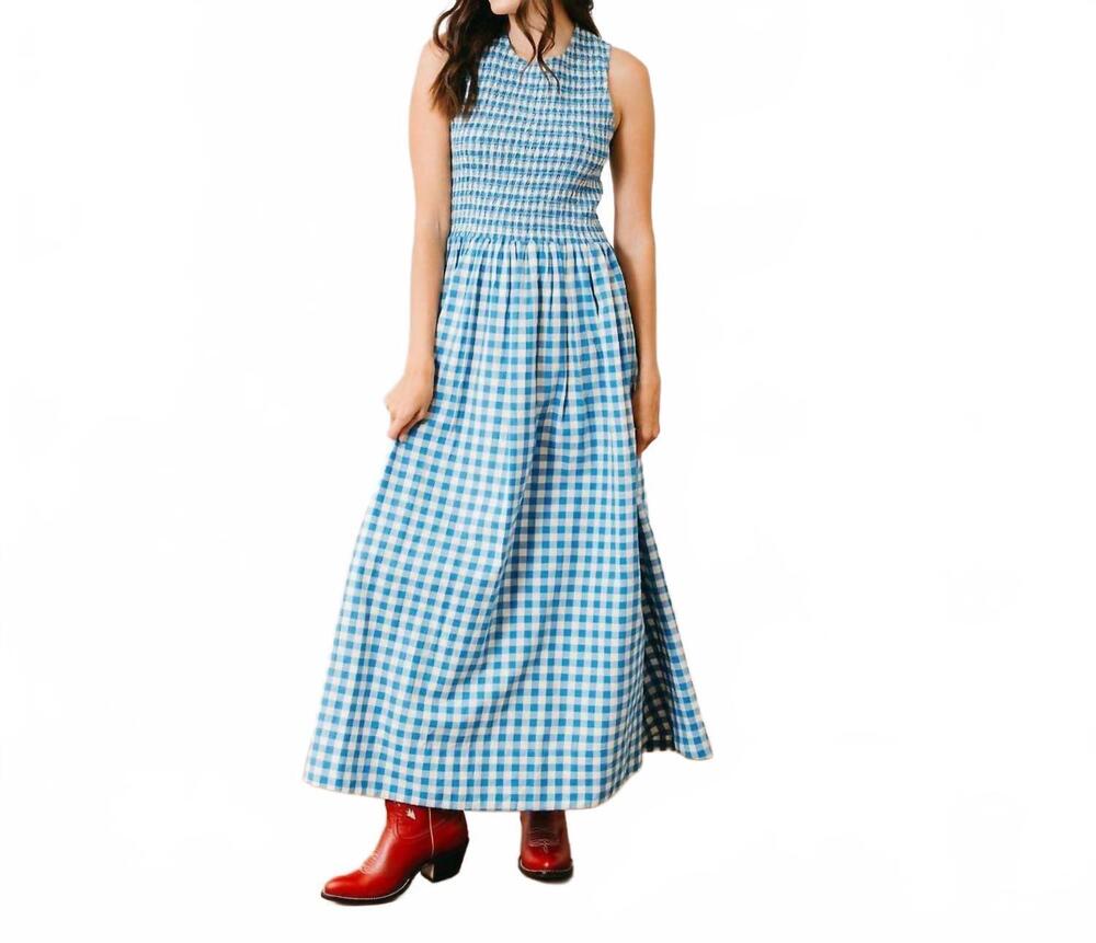 NEW SUNSHINE TIENDA women's gingham marine dress in blue bay